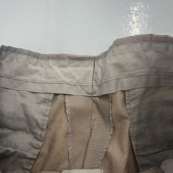 Vintage 60s Brown Striped Seersucker Nylon Pants 33x32 - Picture 5 of 5